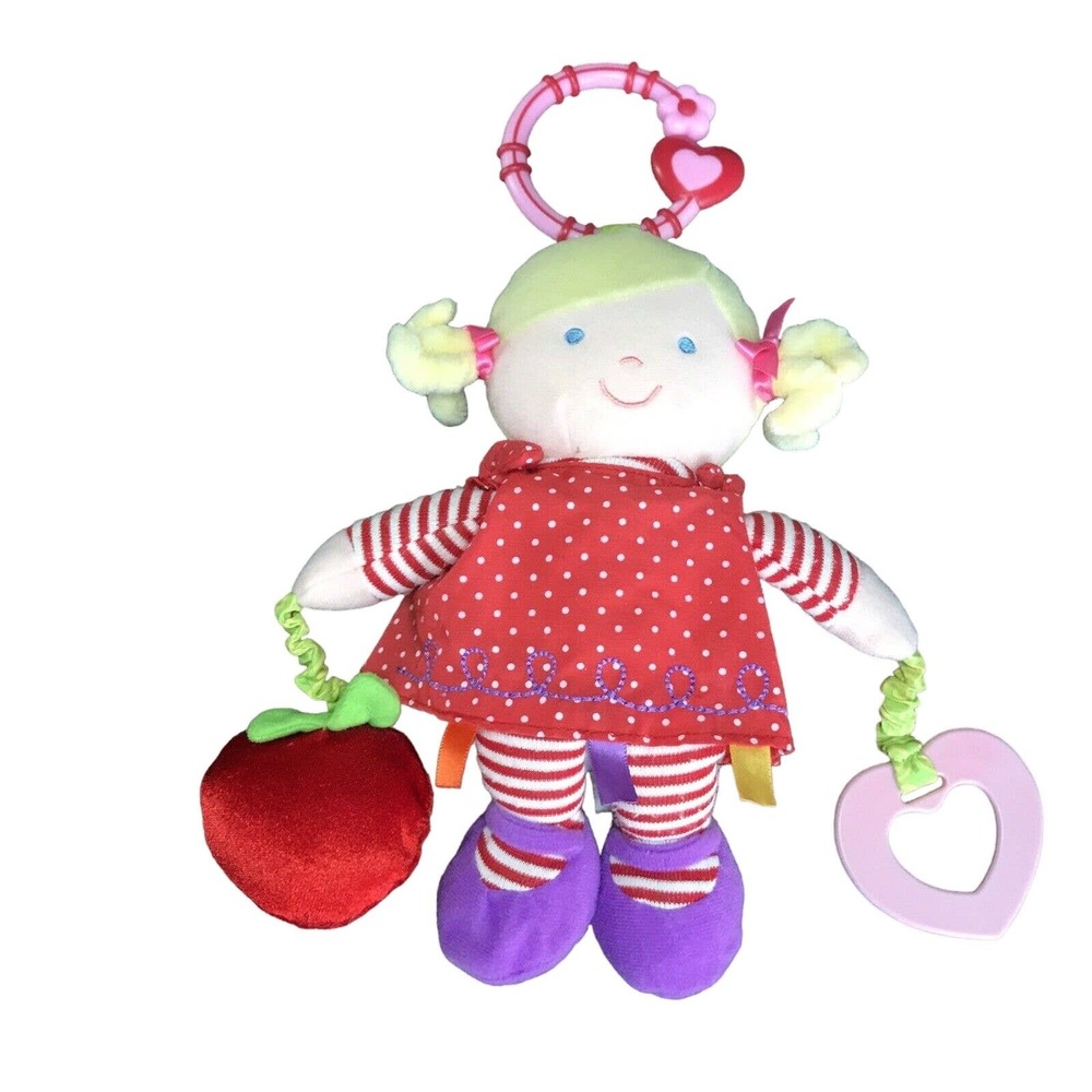 Prestige Baby Lovie Blonde Red Polka Dot Dress Squeak Strawberry Heart Teether